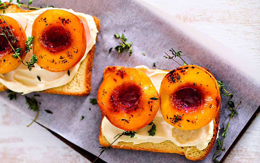 A different idea: roasted peaches on brioche. A different idea: roasted peaches on brioche.